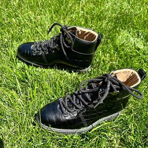 M. Moustache Black Crocodile Leather uppers, insoles, EU Size 36, US size 6